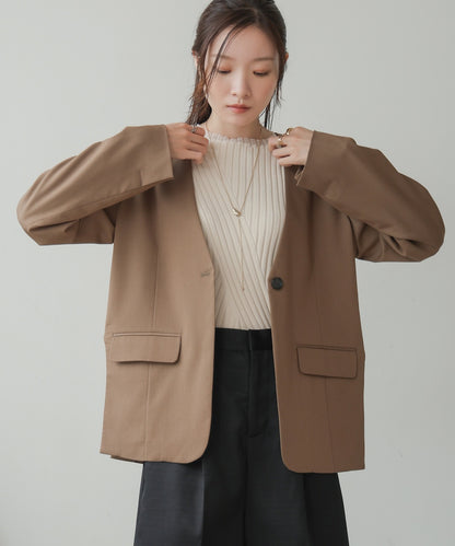 ●nao×Bab●side curve collarless jacket