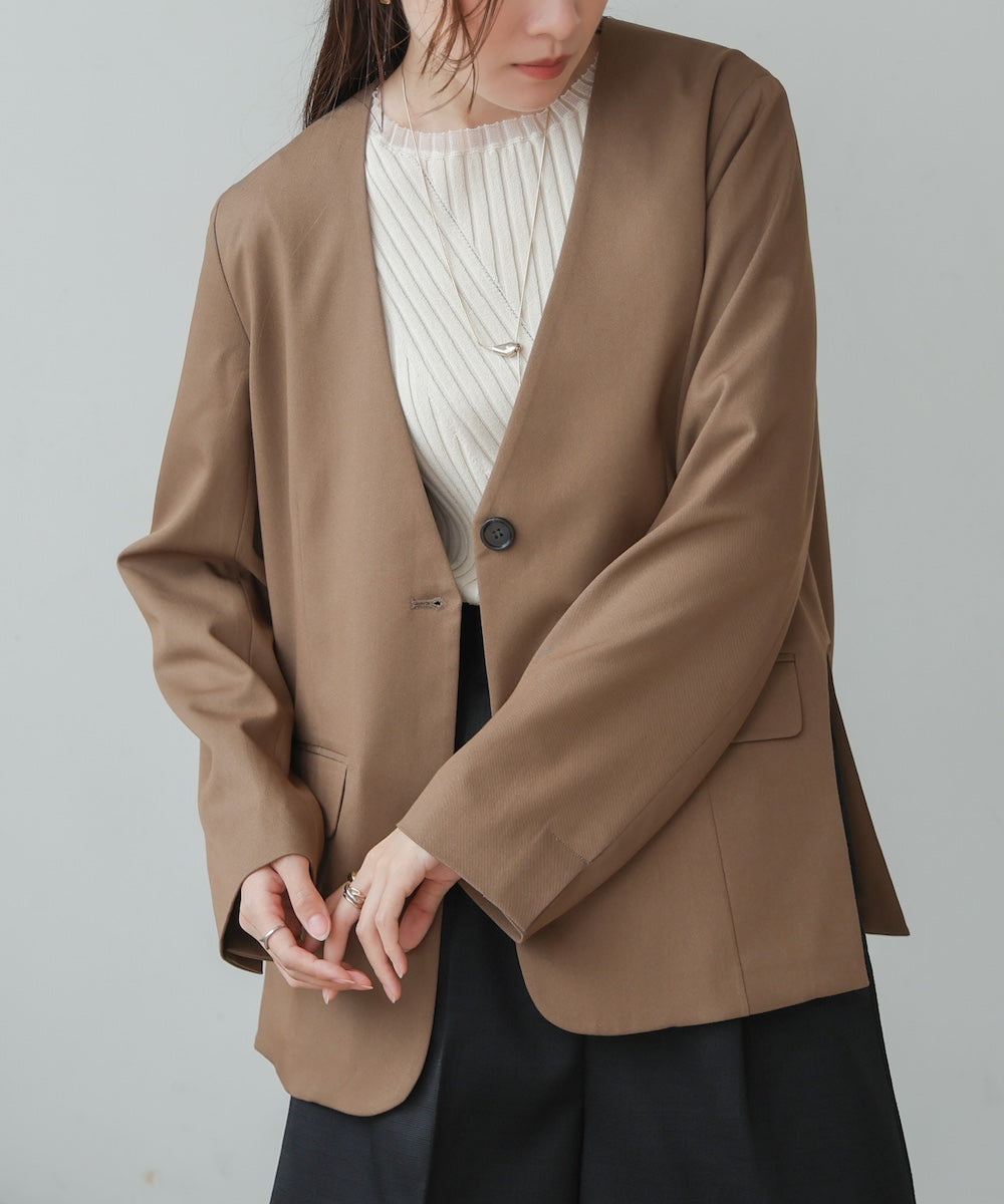 ●nao×Bab●side curve collarless jacket