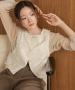 2way shaggy jacquard vest