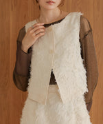 2way shaggy jacquard vest