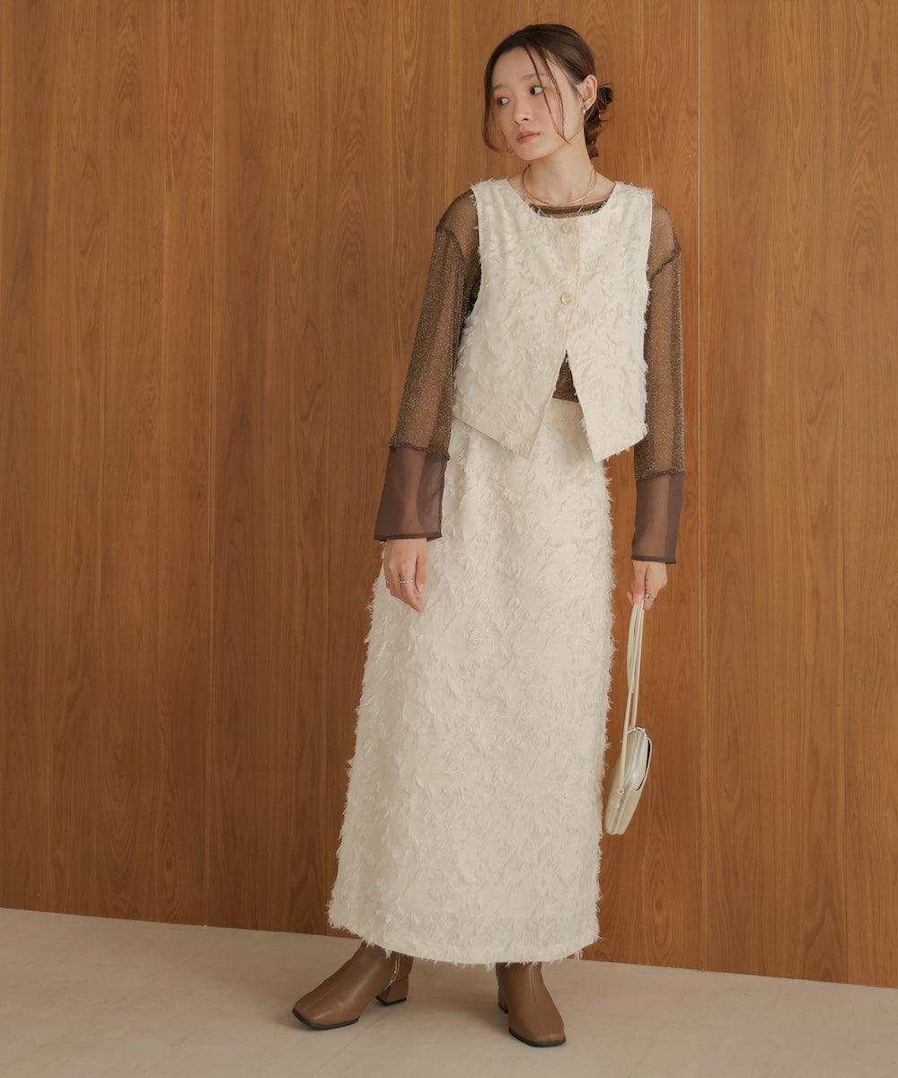 2way shaggy jacquard vest