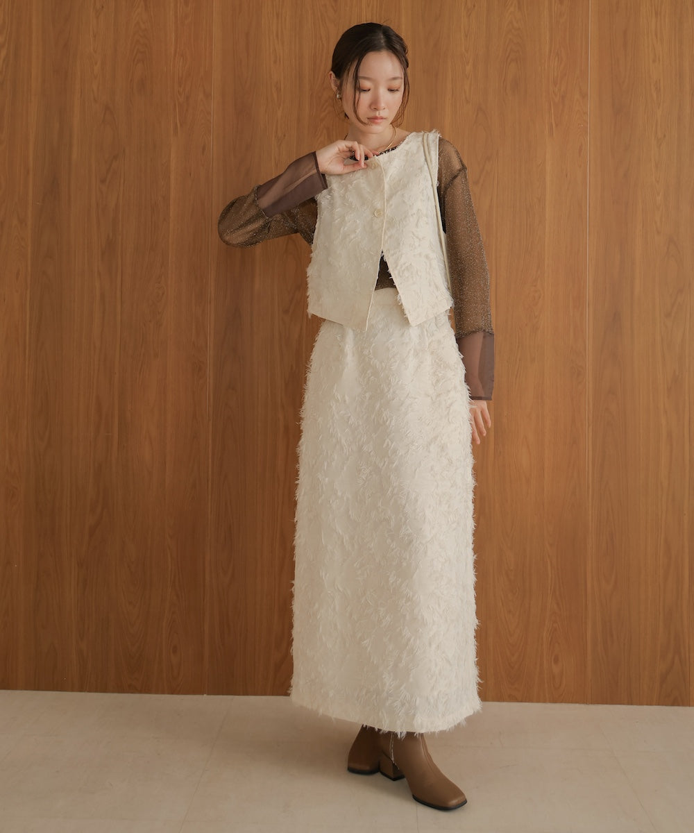 2way shaggy jacquard vest