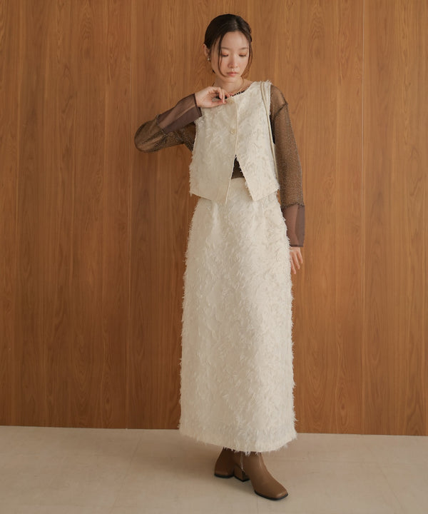 2way shaggy jacquard vest