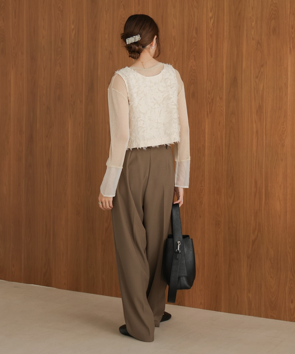 2way shaggy jacquard vest