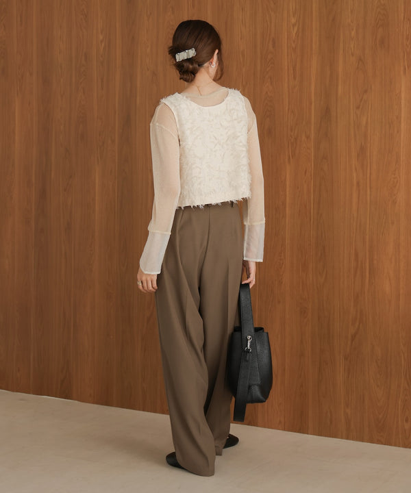 2way shaggy jacquard vest