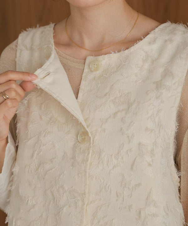 2way shaggy jacquard vest