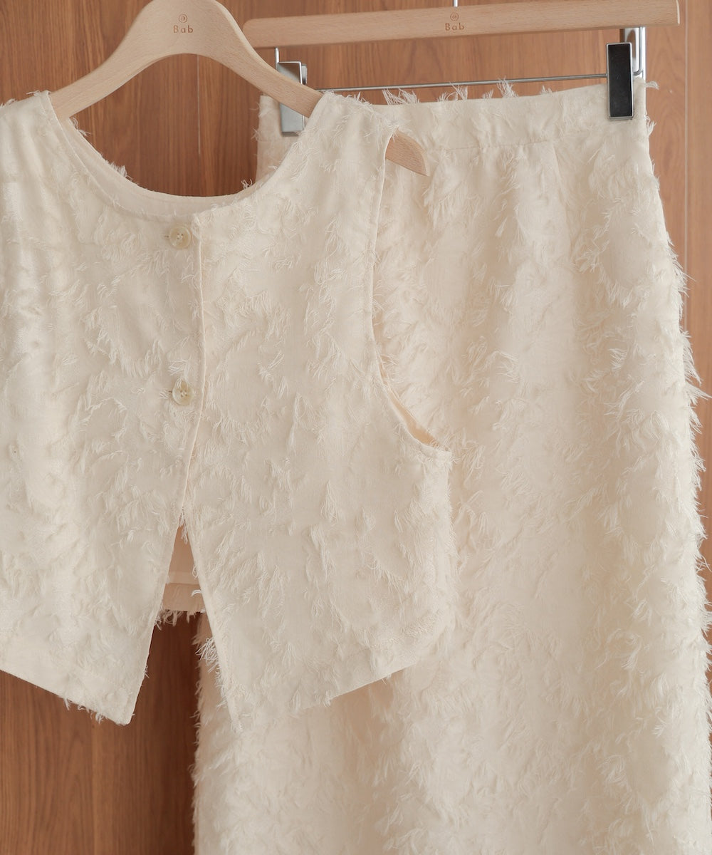 2way shaggy jacquard vest