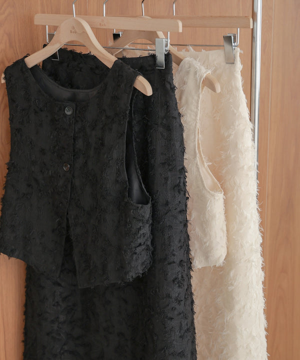 2way shaggy jacquard vest