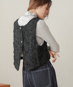2way shaggy jacquard vest