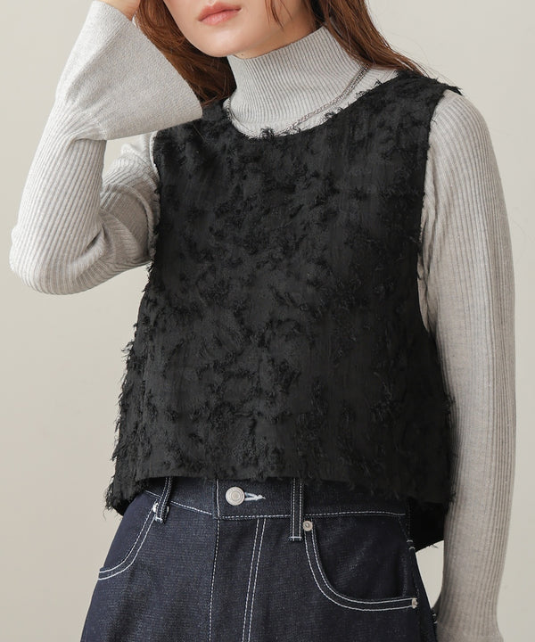 2way shaggy jacquard vest