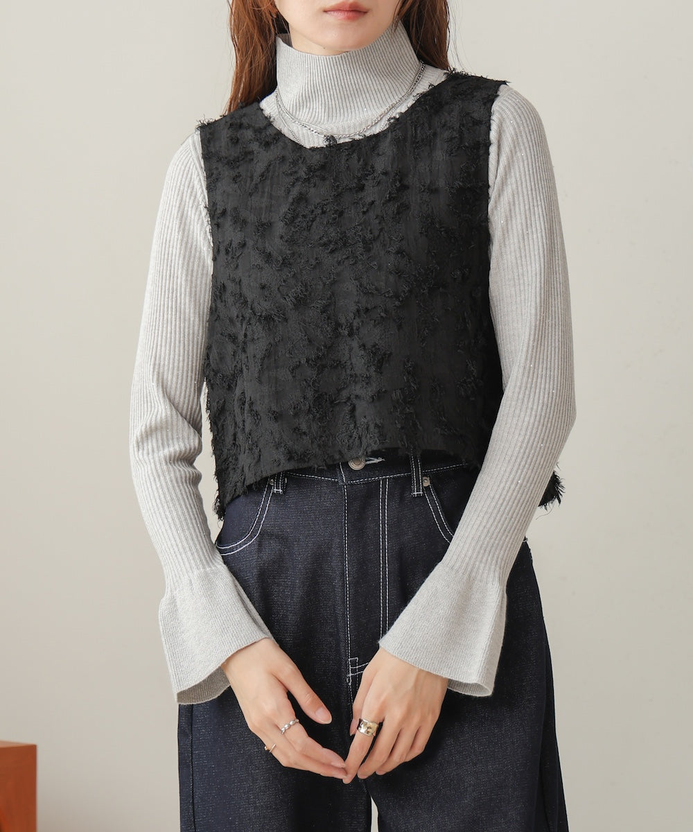 2way shaggy jacquard vest