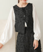 2way shaggy jacquard vest