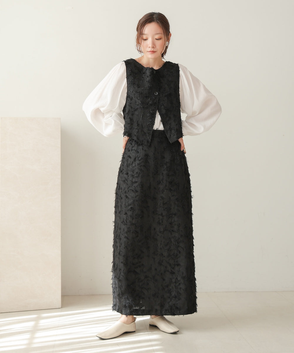 2way shaggy jacquard vest