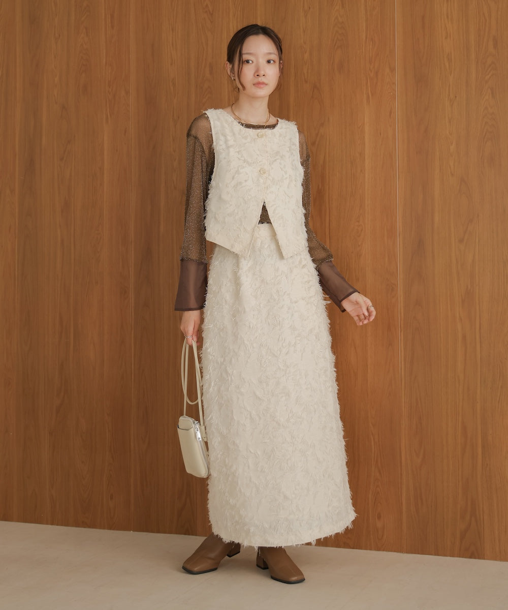 2way shaggy jacquard vest