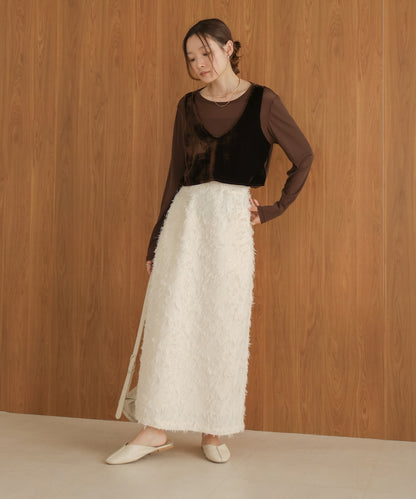 shaggy jacquard tight skirt