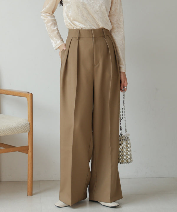 【S・M・Lサイズ展開】ツータックワイドパンツ