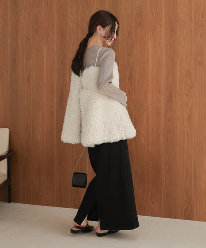 peplum fur cami vest