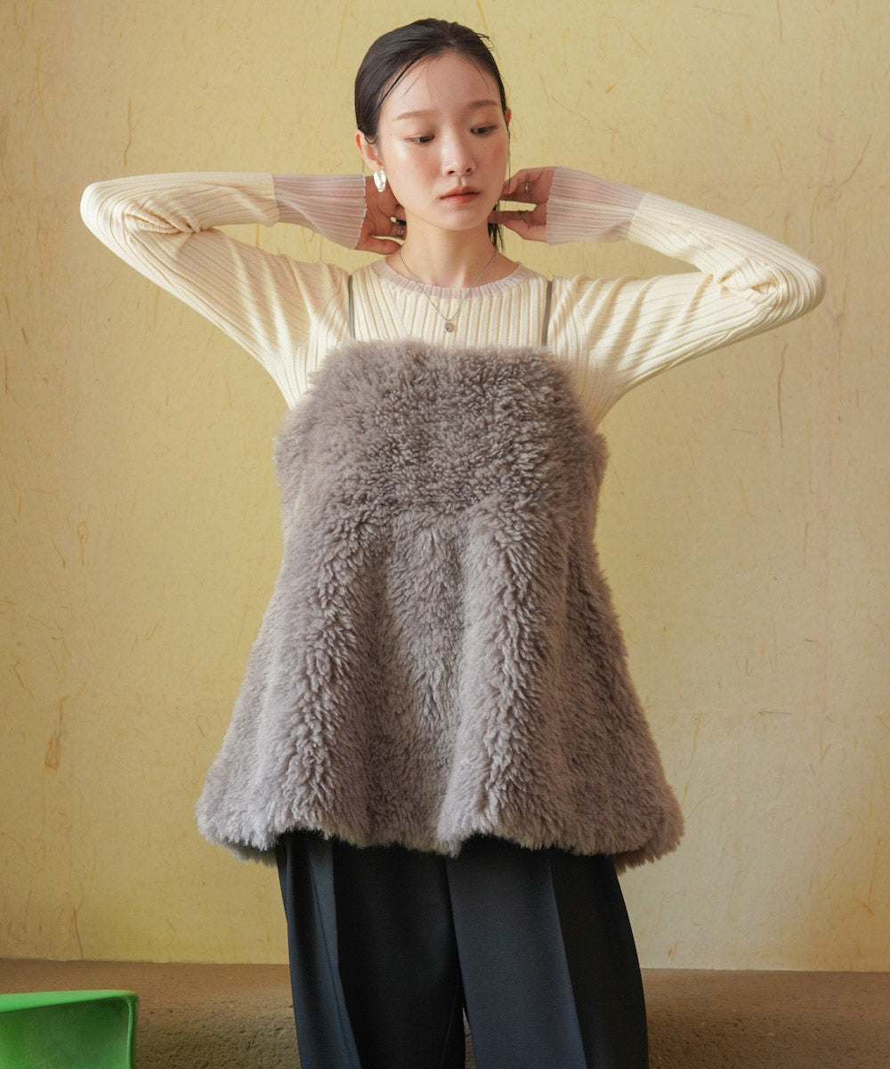 peplum fur cami vest