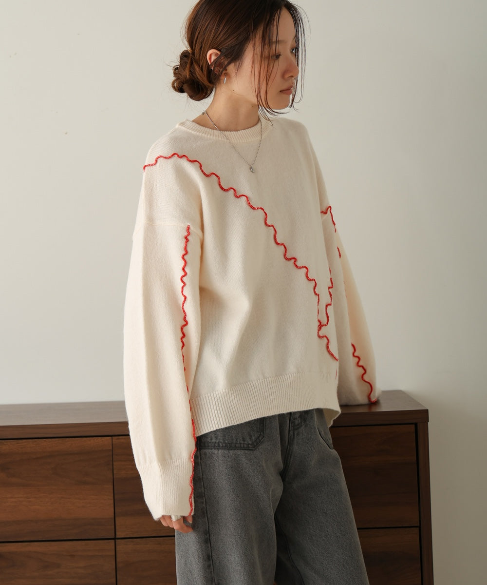 ［Knit1000円off］wave mellow knit tops