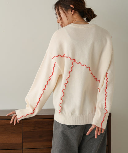 ［Knit1000円off］wave mellow knit tops