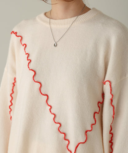 ［Knit1000円off］wave mellow knit tops