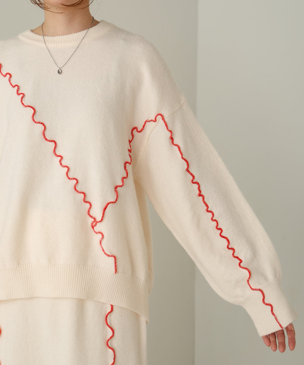 ［Knit1000円off］wave mellow knit tops