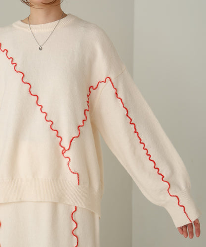 ［Knit1000円off］wave mellow knit tops