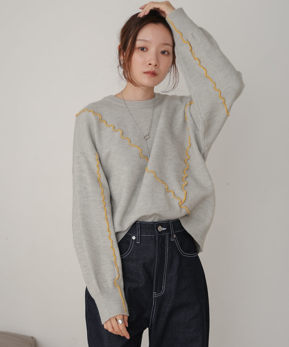 ［Knit1000円off］wave mellow knit tops