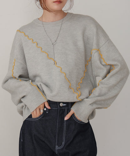 ［Knit1000円off］wave mellow knit tops