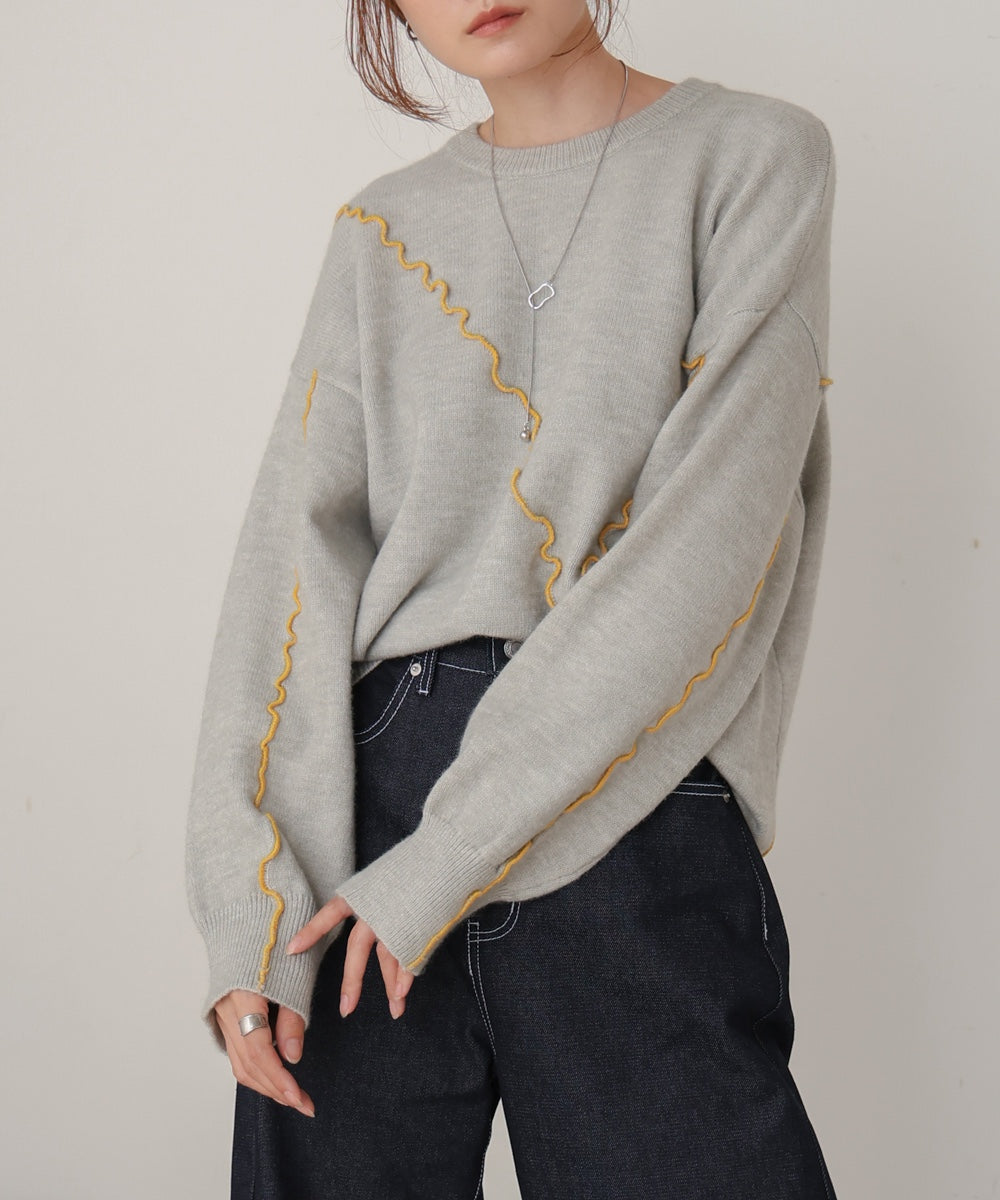 ［Knit1000円off］wave mellow knit tops