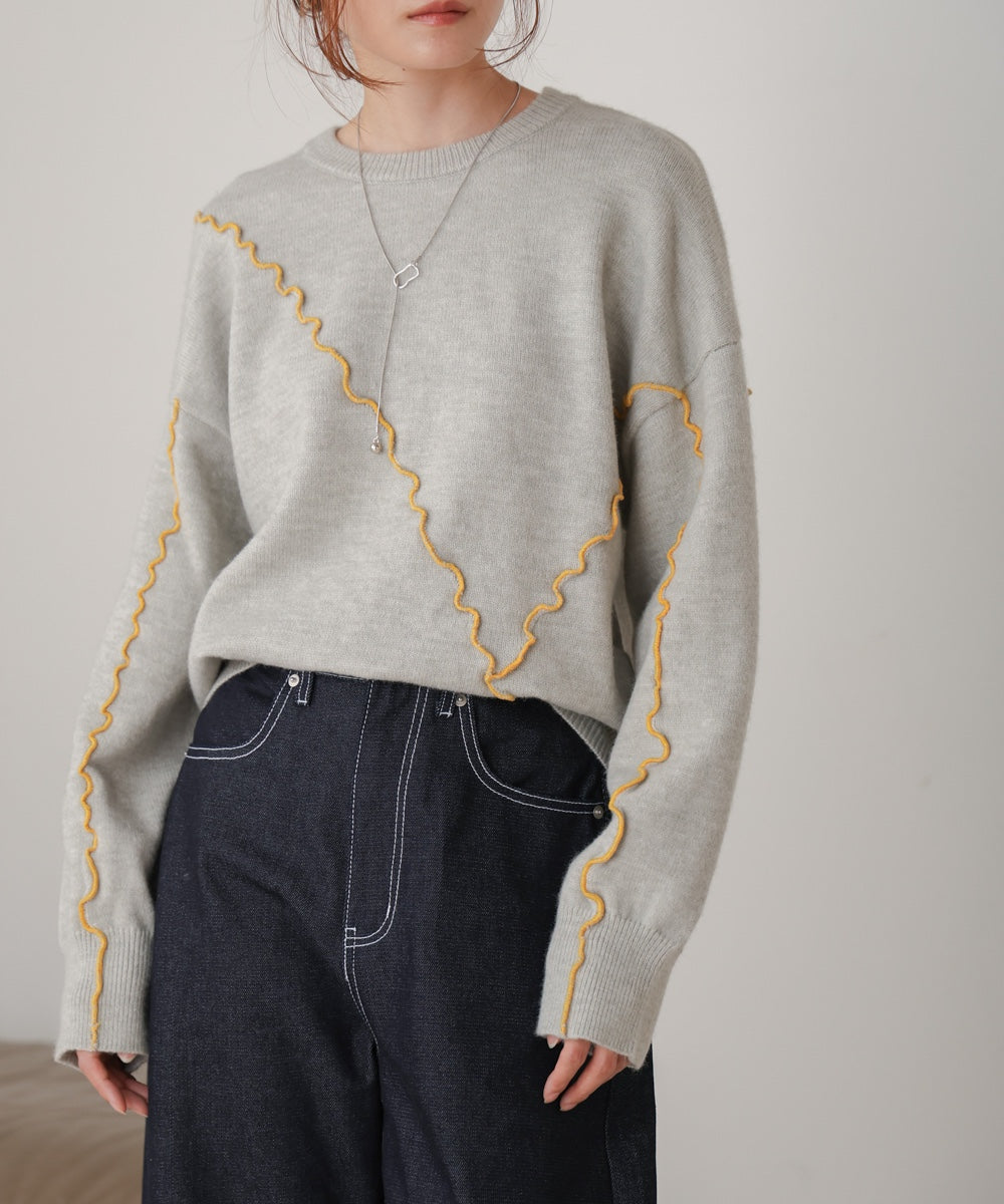 ［Knit1000円off］wave mellow knit tops