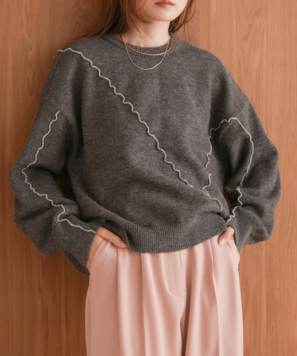 ［Knit1000円off］wave mellow knit tops