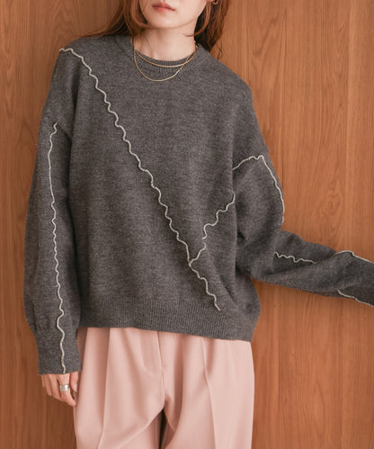 ［Knit1000円off］wave mellow knit tops