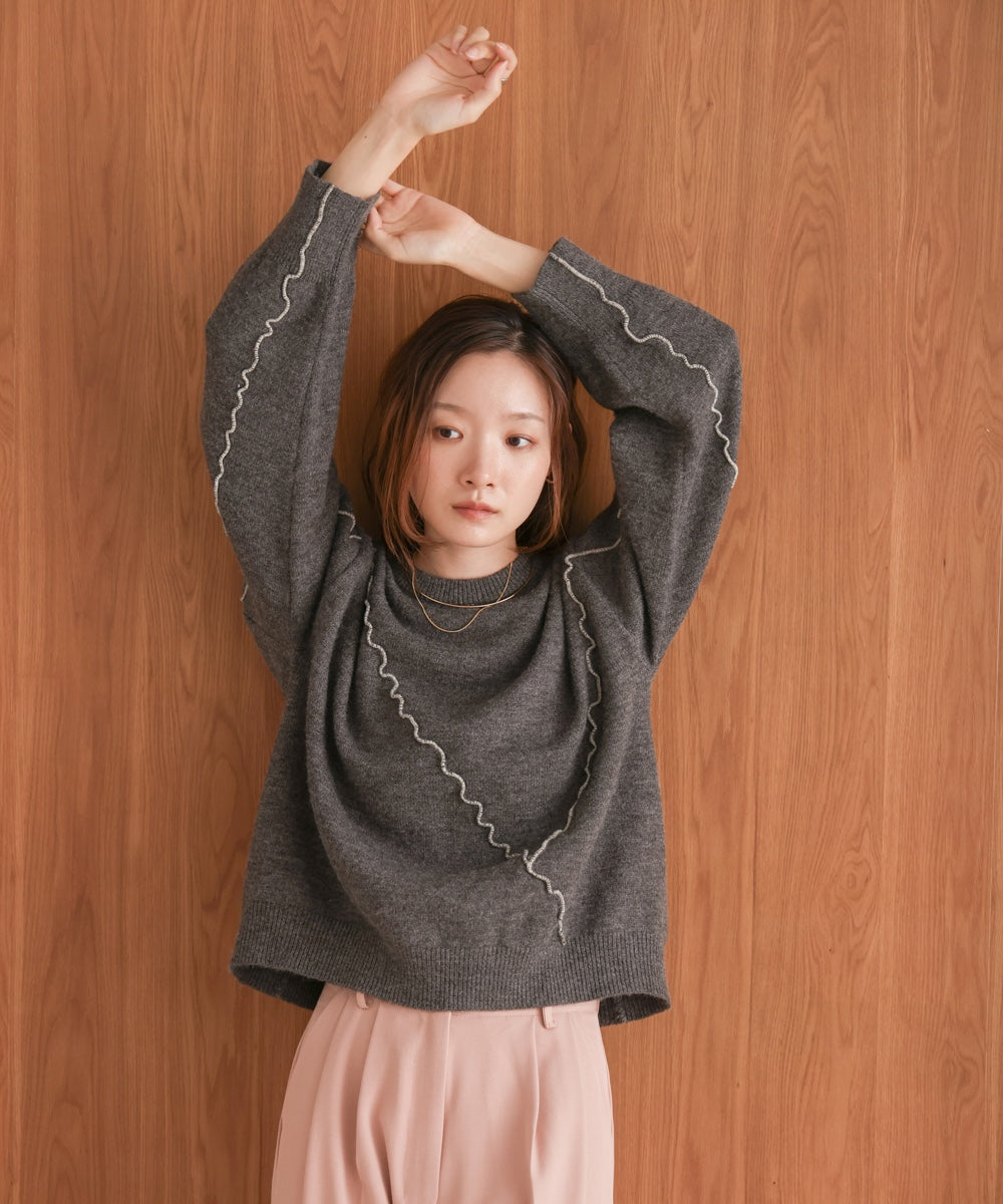 ［Knit1000円off］wave mellow knit tops