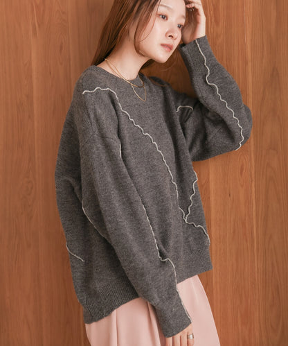 ［Knit1000円off］wave mellow knit tops