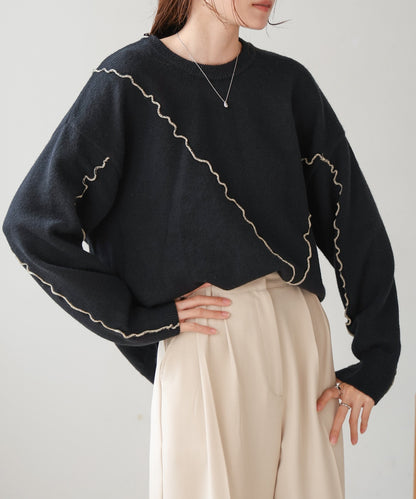 ［Knit1000円off］wave mellow knit tops