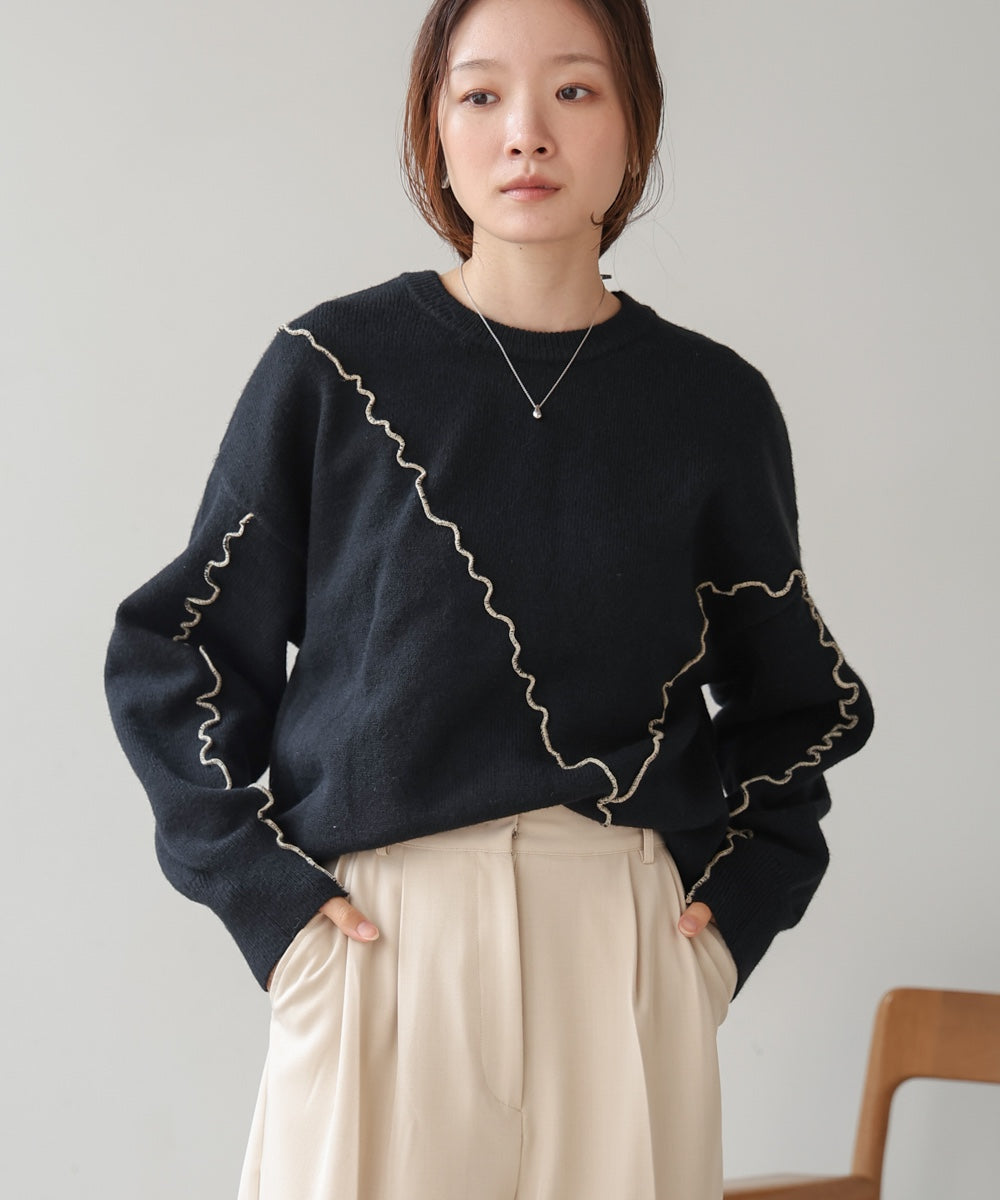 ［Knit1000円off］wave mellow knit tops