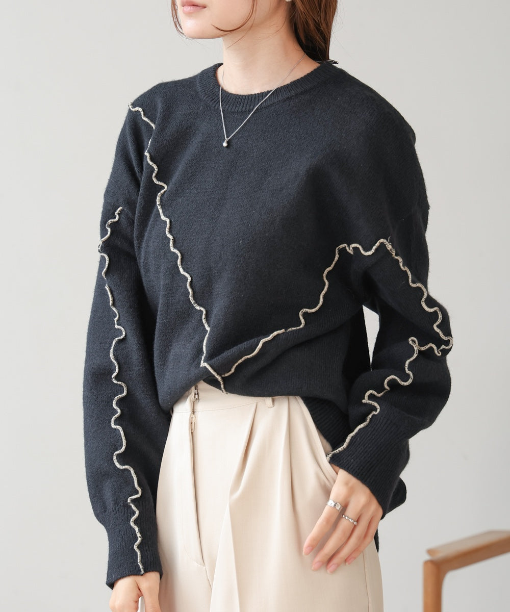 ［Knit1000円off］wave mellow knit tops