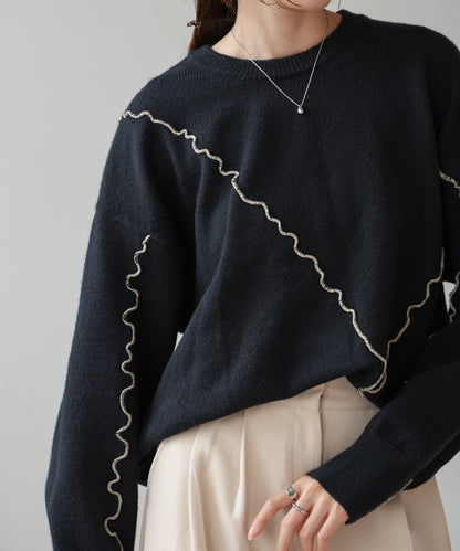 ［Knit1000円off］wave mellow knit tops