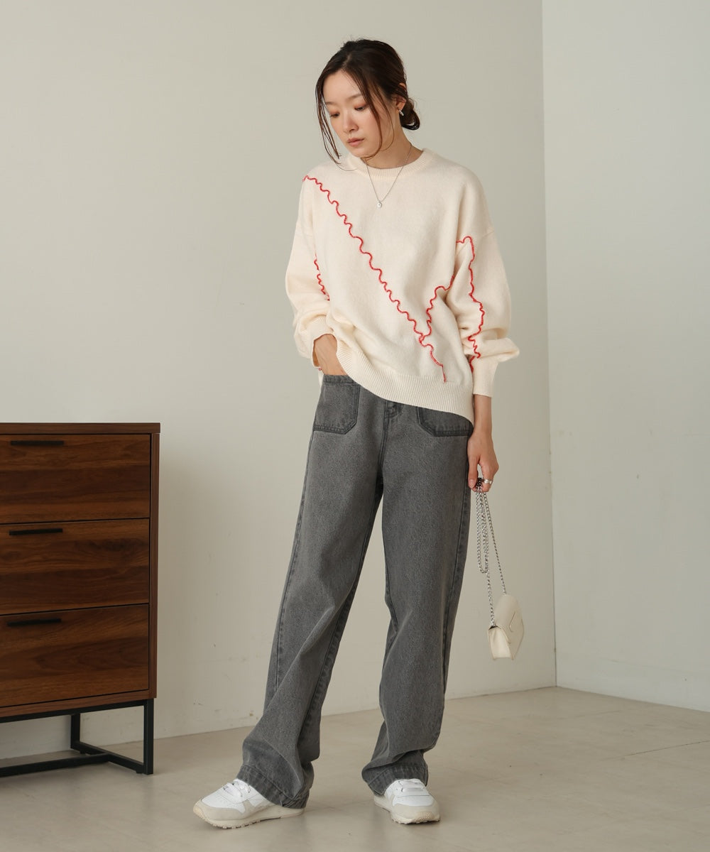 ［Knit1000円off］wave mellow knit tops