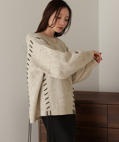 ［KNIT20％OFF］chocochip lace-up knit tops