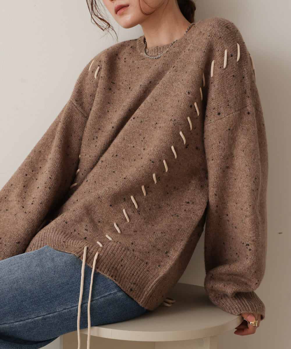 ［KNIT20％OFF］chocochip lace-up knit tops