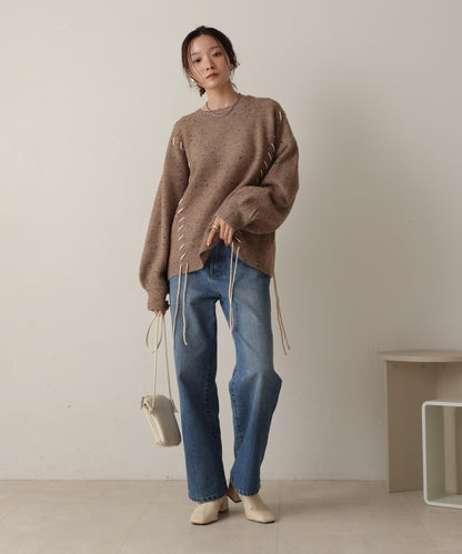 ［KNIT20％OFF］chocochip lace-up knit tops