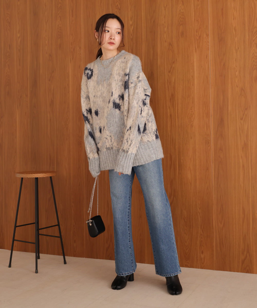 ニュアンス柄ケガキニットトップス