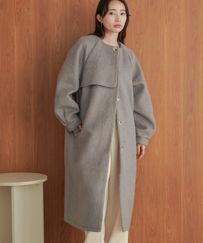 shaggy collarless long coat