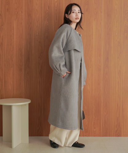 shaggy collarless long coat