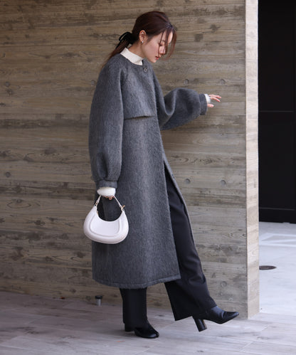 shaggy collarless long coat