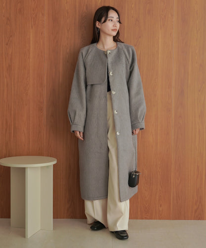 shaggy collarless long coat