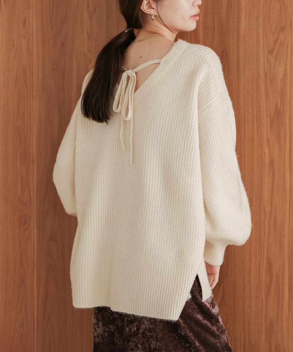 airy yarn back open knit
