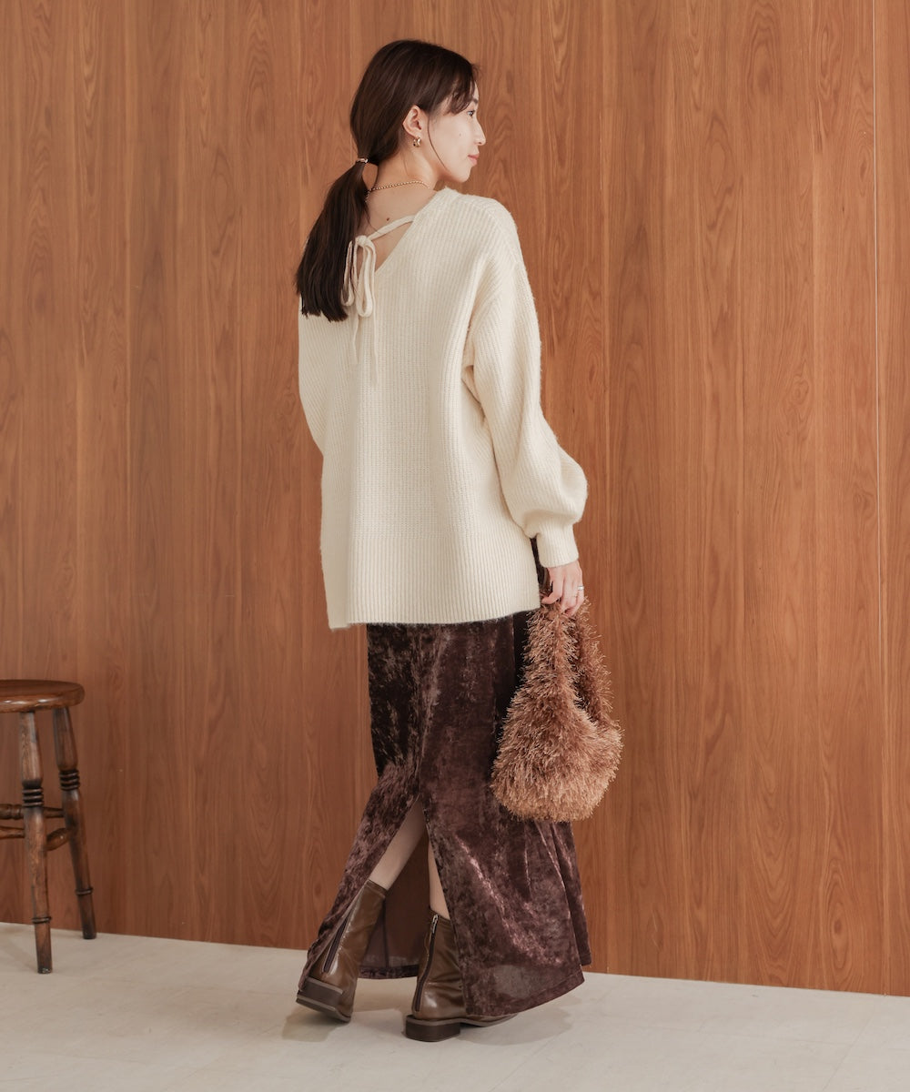 airy yarn back open knit